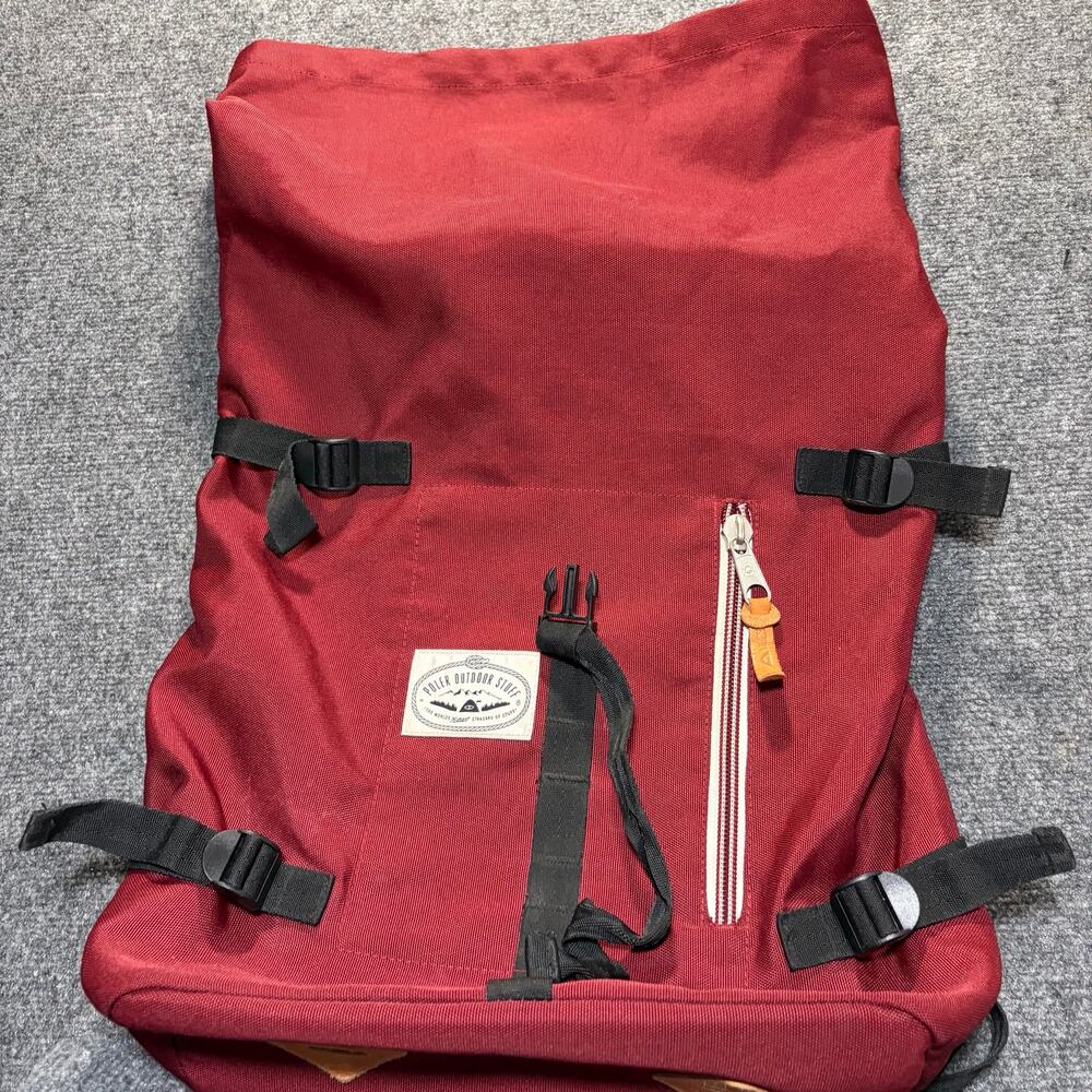 Poler Outdoor Red Retro Rolltop Backpack Camp Vibes Hiking Laptop Bag OS - Picture 3 of 8